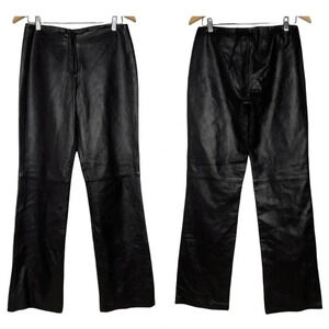 DKNY NWOT 100% Leather Black Mid Rise Bootcut Pants Size 8